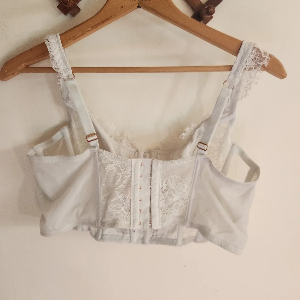 Victorias Secret Dream Angels White Lace Corset Top Unlined XL Extra Large - Picture 3 of 7